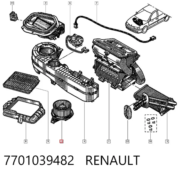Вентилятора пічки 7701039482 Renault (RVI)