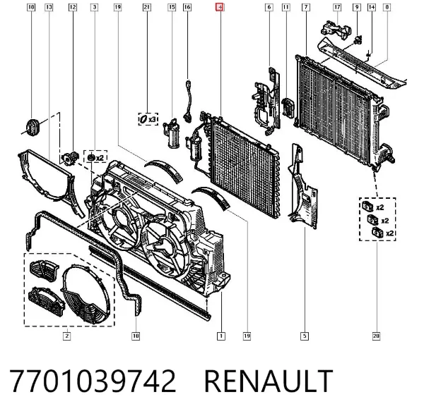 Радіатор кондиціонера 7701039742 Renault (RVI)