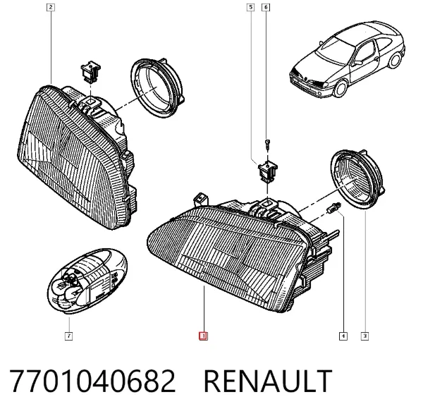 Фара ліва 7701040682 Renault (RVI)