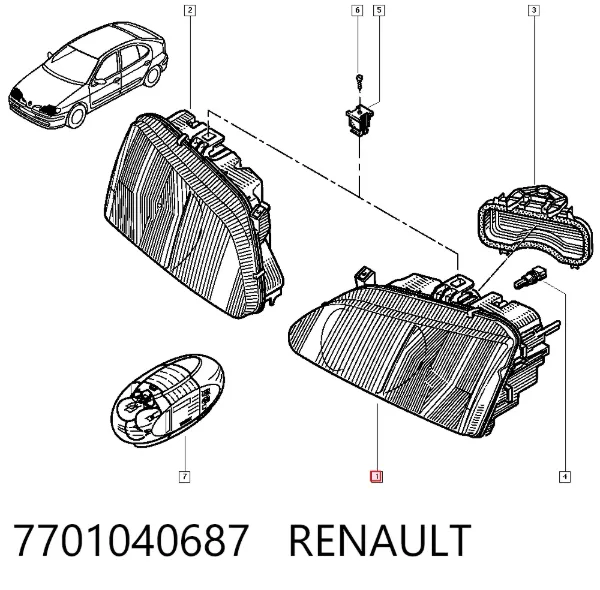 Фара ліва 7701040687 Renault (RVI)