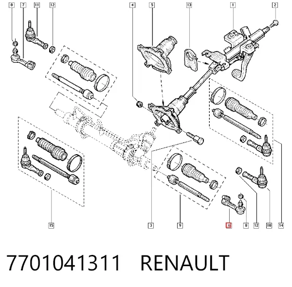 Рульовий наконечник 7701041311 Renault (RVI)