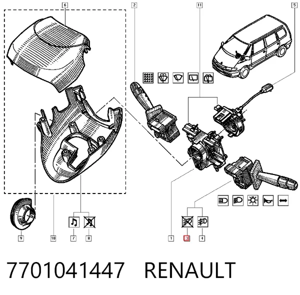 Перемикач підрульовий, лівий 7701041447 Renault (RVI)