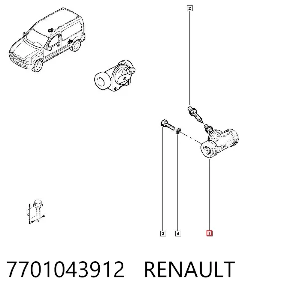 Циліндр гальмівний колісний/робітник, задній 7701043912 Renault (RVI)