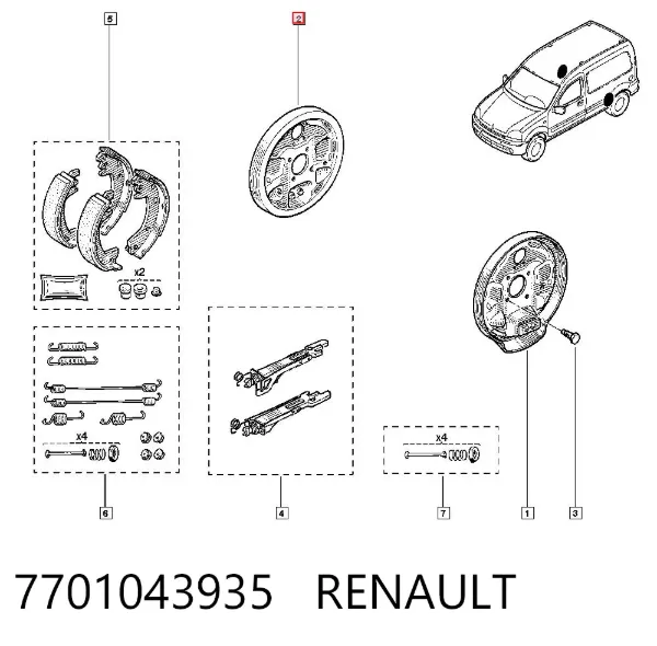 Диск опорний, заднього гальм. барабана, правий 7701043935 Renault (RVI)