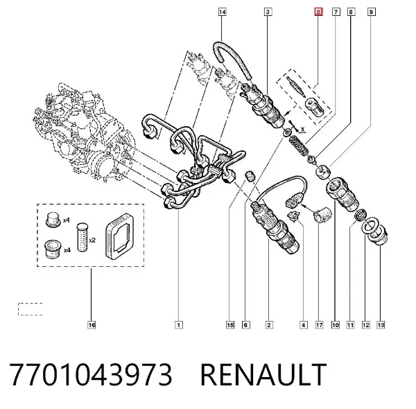 Розпилювач дизельної форсунки 7701043973 Renault (RVI)
