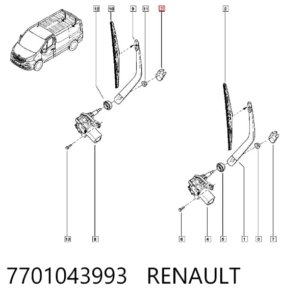 Заглушка гайки кріплення повідка переднього двірника 7701043993 Renault (RVI)