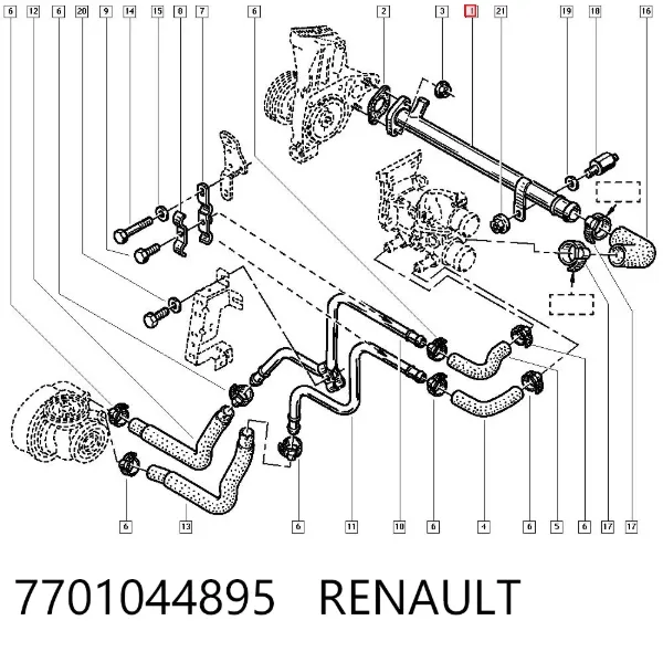 Патрубок термостата 7701044895 Renault (RVI)