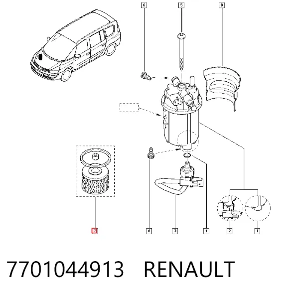 Паливний фільтр 7701044913 Renault (RVI)