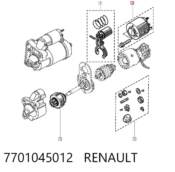 Втягуюче реле стартера 7701045012 Renault (RVI)