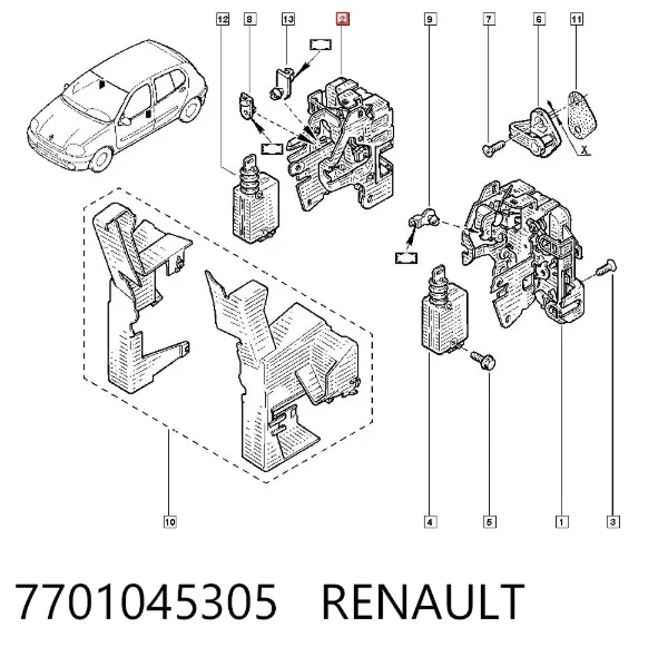 Замок дверки правої передньої 7701045305 Renault (RVI)