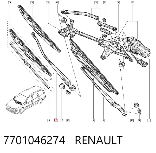Важіль склоочисника Renault Laguna I
