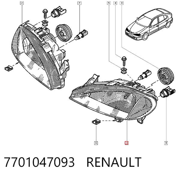Фара ліва 7701047093 Renault (RVI)