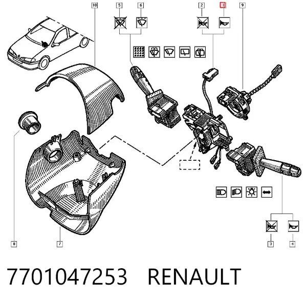 Шлейф керма 7701047253 Renault (RVI)