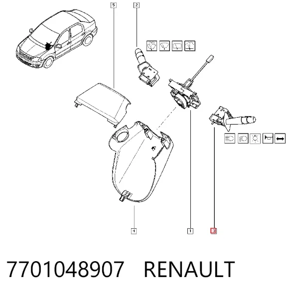 Перемикач підрульовий, лівий 7701048907 Renault (RVI)
