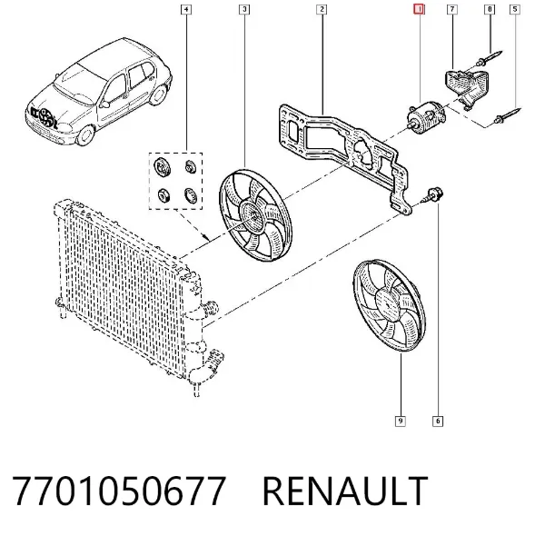 Вентилятор/крильчатка радіатора охолодження 7701050677 Renault (RVI)