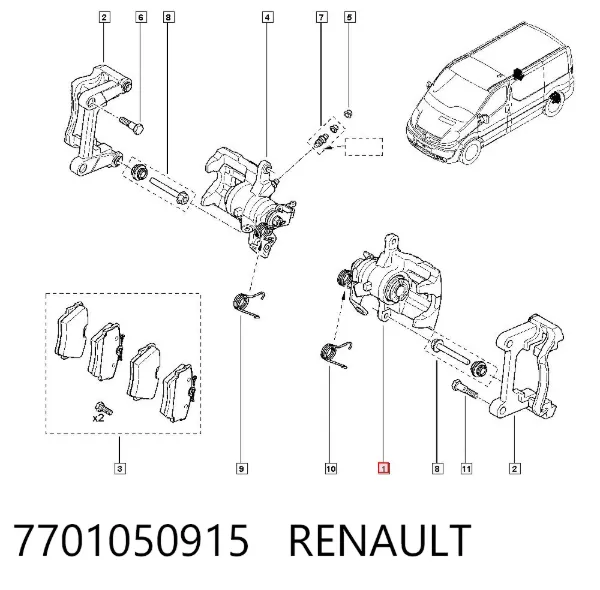 Супорт задній лівий 7701050915 Renault (RVI)