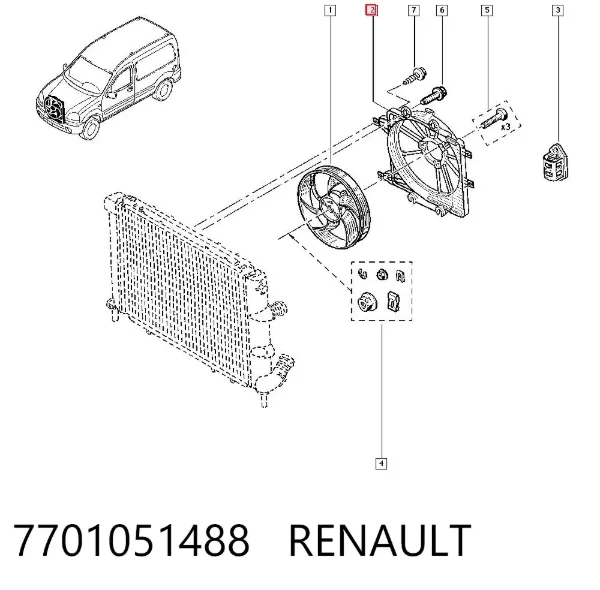 Дифузор (кожух) радіатора охолодження 7701051488 Renault (RVI)