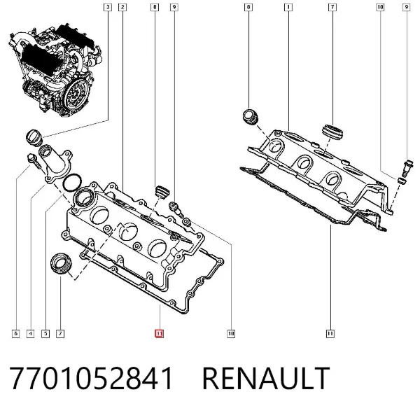 Прокладка клапанної кришки 7701052841 Renault (RVI)