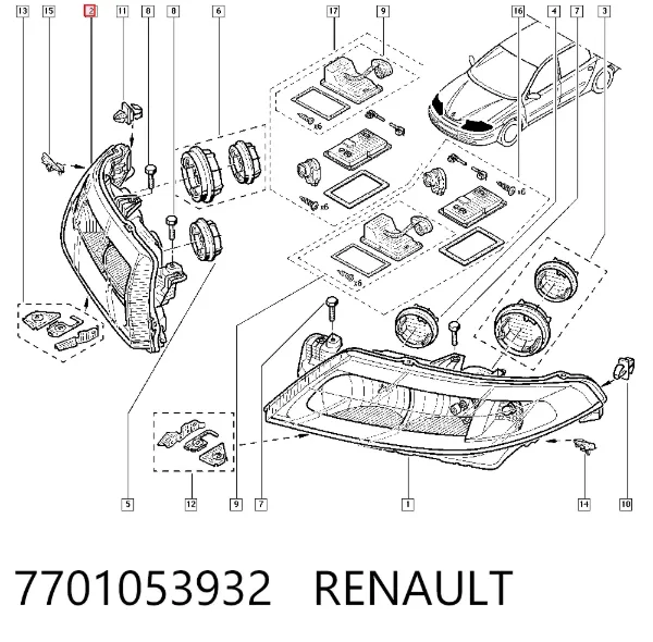 Фара права 7701053932 Renault (RVI)