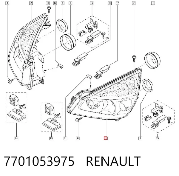 Фара ліва 7701053975 Renault (RVI)