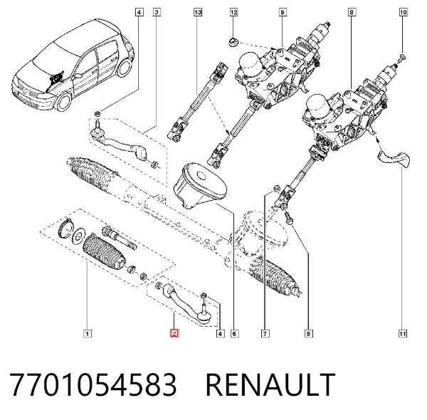 Рульовий наконечник 7701054583 Renault (RVI)