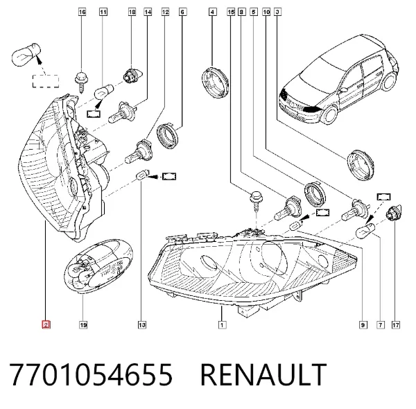 Фара права 7701054655 Renault (RVI)