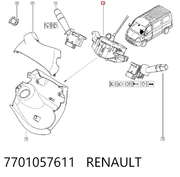 Перемикач підрульовий, центральна частина 7701057611 Renault (RVI)