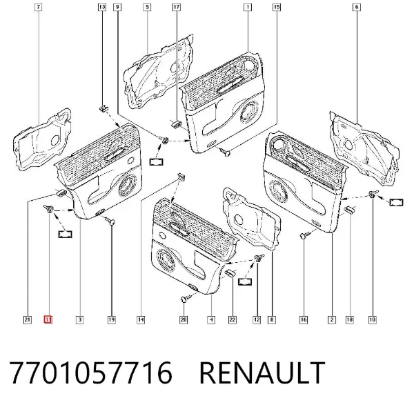Пістон (кліп) кріплення обшивки дверей 7701057716 Renault (RVI)