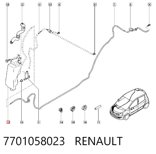 Бачок омивача 7701058023 Renault (RVI)