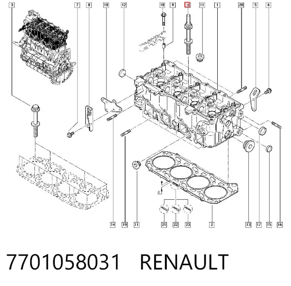 Болт ГБЦ 7701058031 Renault (RVI)