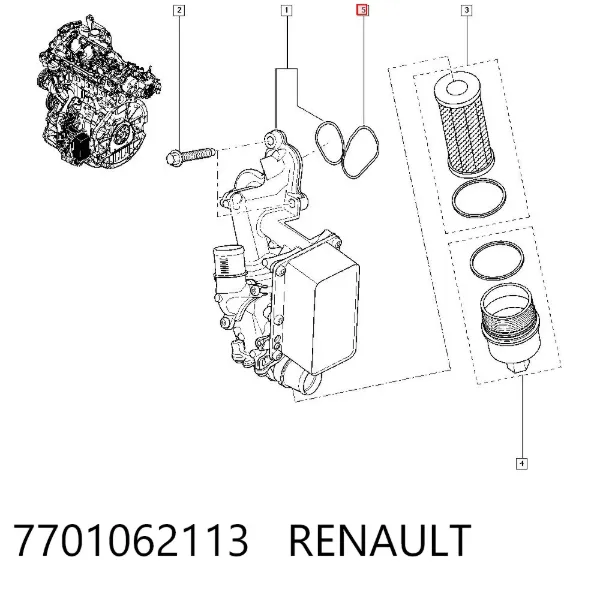 Прокладка адаптера маслянного фільтра 7701062113 Renault (RVI)
