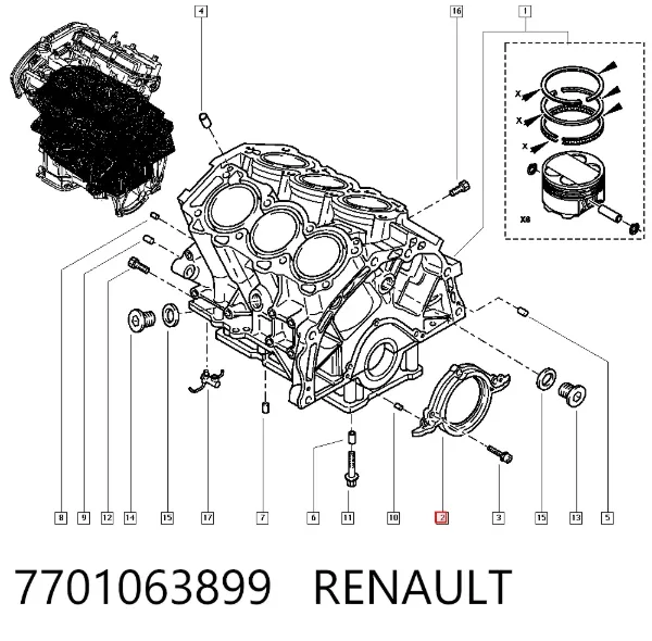 Сальник колінвала задній 7701063899 Renault (RVI)