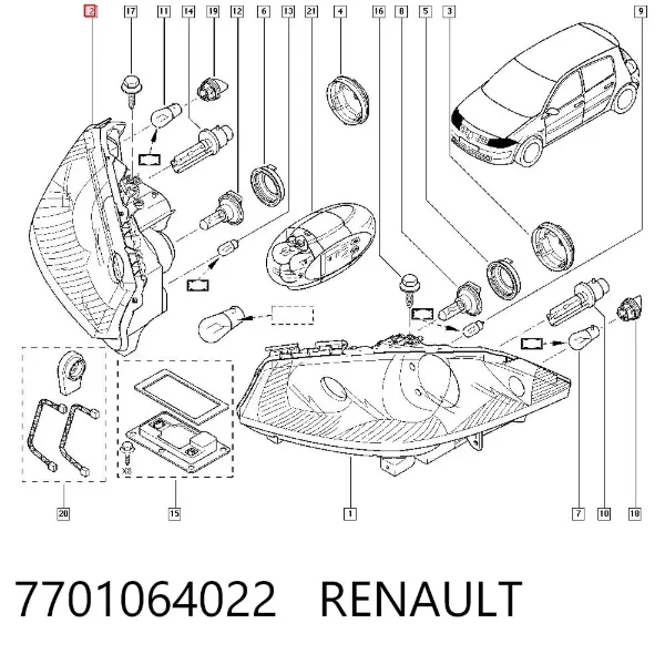 Фара права 7701064022 Renault (RVI)