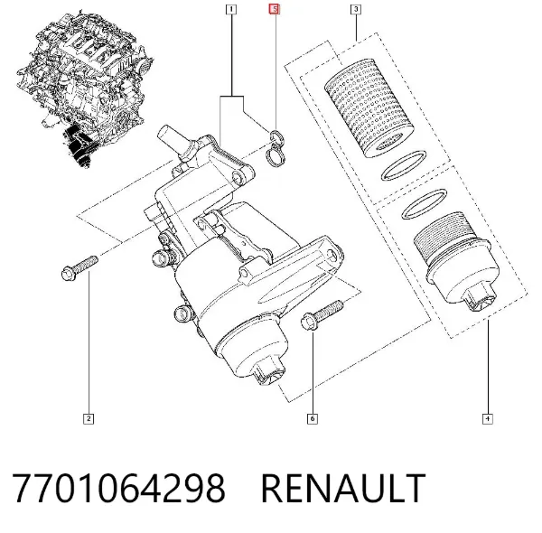 Прокладка адаптера маслянного фільтра 7701064298 Renault (RVI)