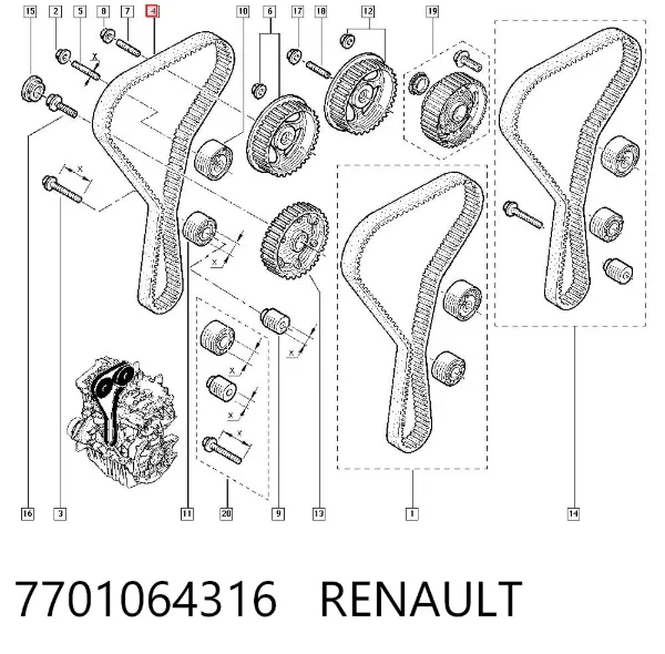 Ремінь ГРМ 7701064316 Renault (RVI)