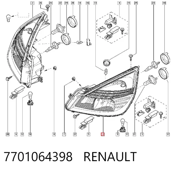 Фара ліва 7701064398 Renault (RVI)