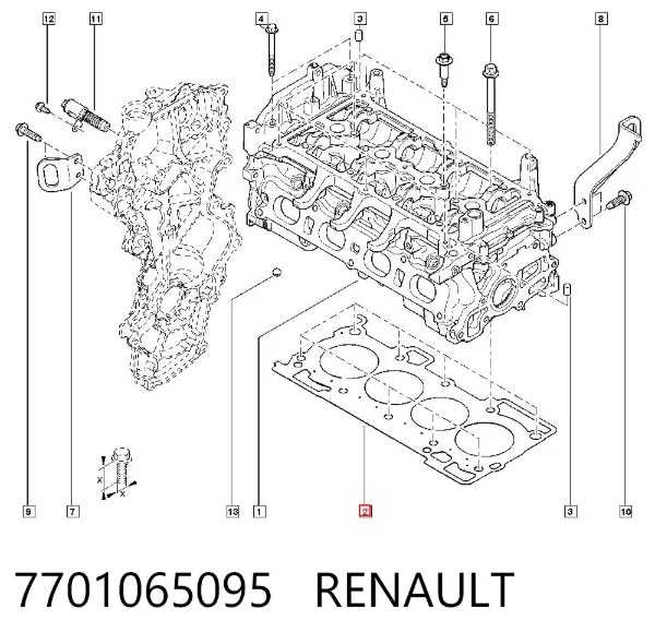 Прокладка ГБЦ 7701065095 Renault (RVI)