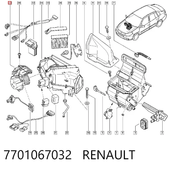 Вентилятора пічки 7701067032 Renault (RVI)
