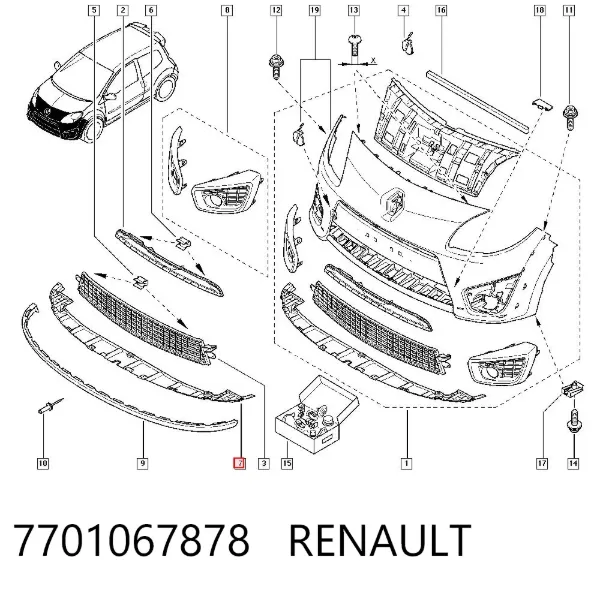 Захист бампера переднього 7701067878 Renault (RVI)
