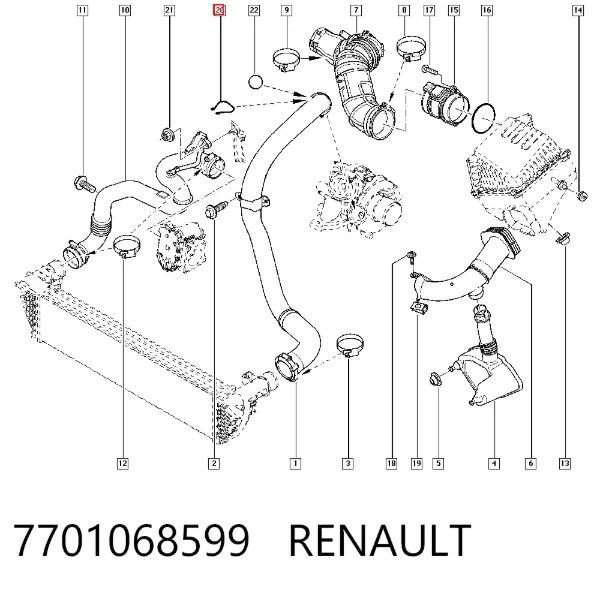 Скоба патрубка интеркуллера 7701068599 Renault (RVI)