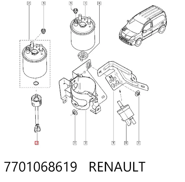 Датчик рівня води паливного фільтра 7701068619 Renault (RVI)