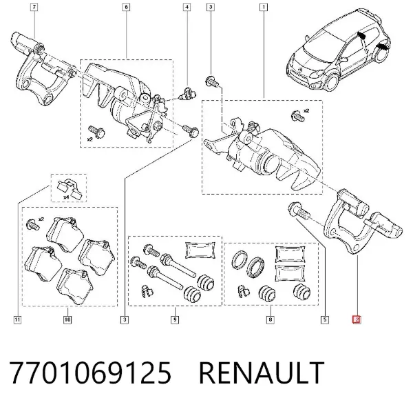 Скоба супорту заднього 7701069125 Renault (RVI)