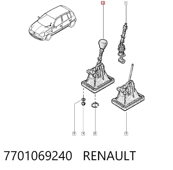 Ручка КПП 7701069240 Renault (RVI)