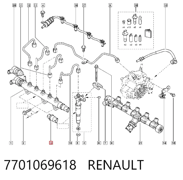 Датчик тиску палива 7701069618 Renault (RVI)