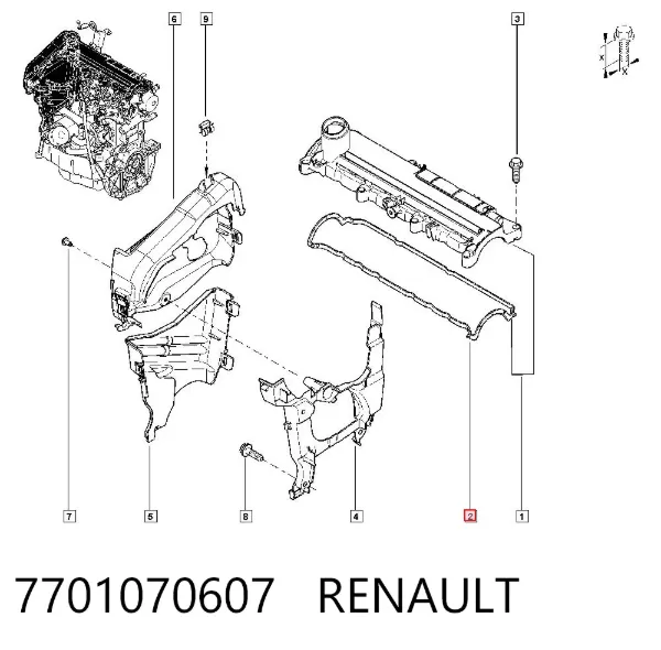 Прокладка клапанної кришки 7701070607 Renault (RVI)