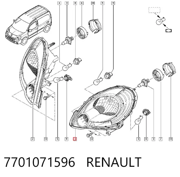 Фара ліва 7701071596 Renault (RVI)