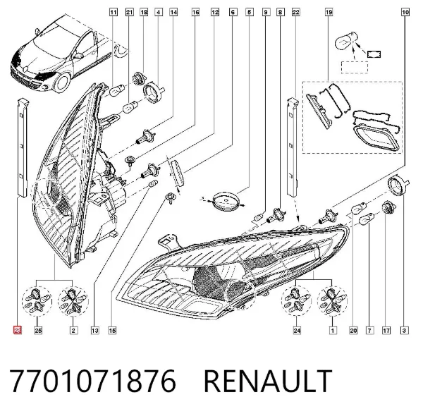Кронштейн (адаптер) кріплення фари передньої 7701071876 Renault (RVI)