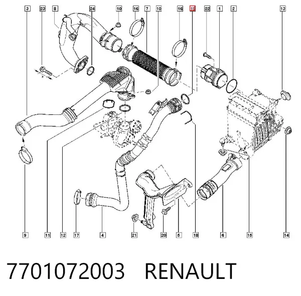Кільце ущільнювача патрубка интеркуллера 7701072003 Renault (RVI)