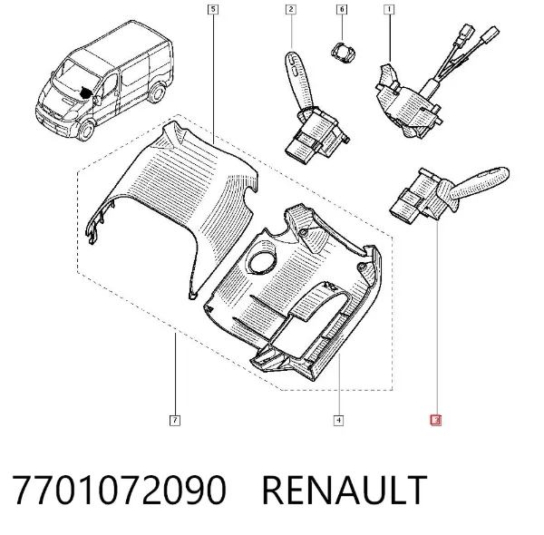 Перемикач підрульовий, лівий 7701072090 Renault (RVI)