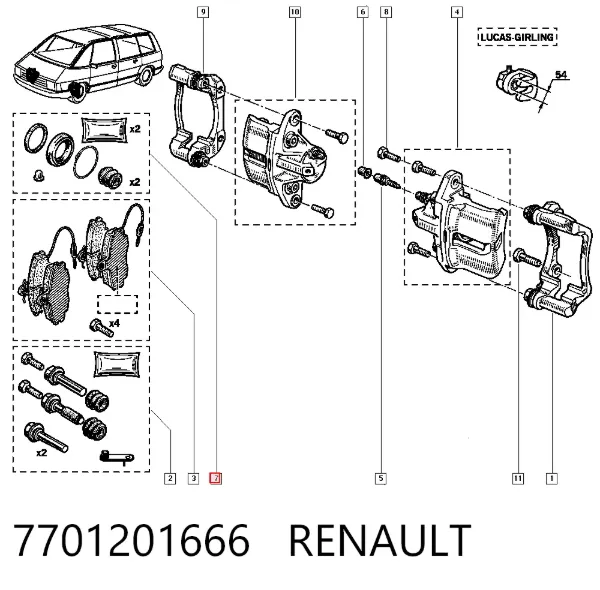 Ремкомплект переднього супорту 7701201666 Renault (RVI)